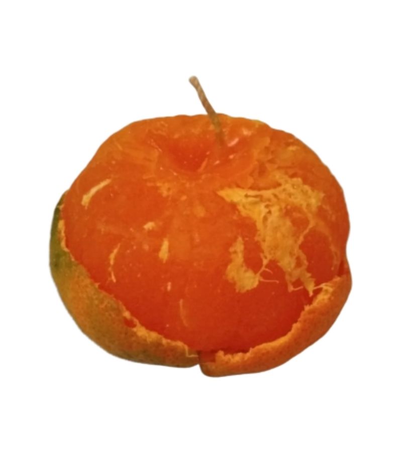 Vela artesanal con forma de mandarina - Velas e Insumos León