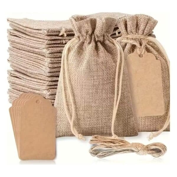 Bolsa de Yute con Cordón y Etiqueta - Velas e Insumos León