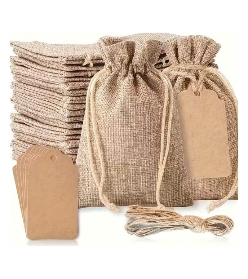 Bolsa de Yute con Cordón y Etiqueta - Velas e Insumos León
