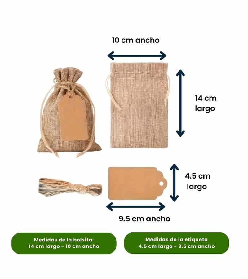 Bolsa de Yute con Cordón y Etiqueta - Velas e Insumos León