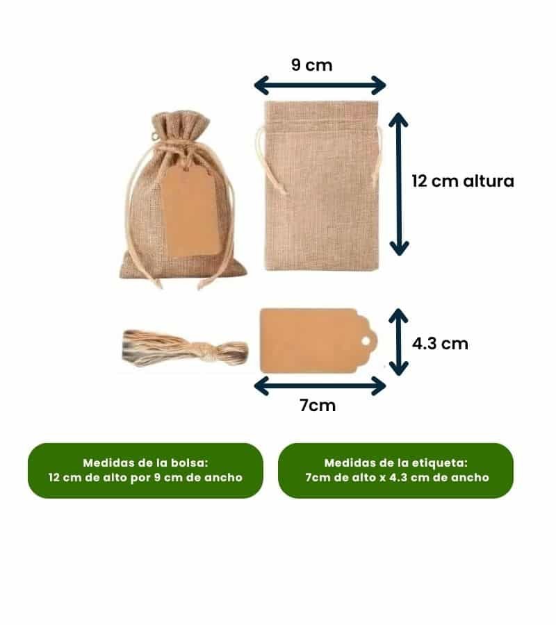 Bolsa de Yute con Cordón y Etiqueta - Velas e Insumos León