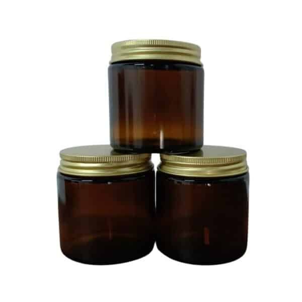 Frasco De Vidrio Ambar 120ml Con Tapa Dorada - Velas e Insumos León