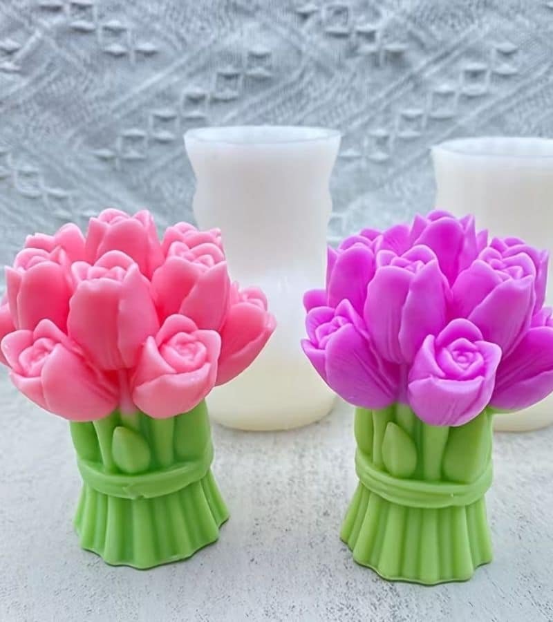 Molde De Silicona - Ramo de Tulipanes - Velas e Insumos León
