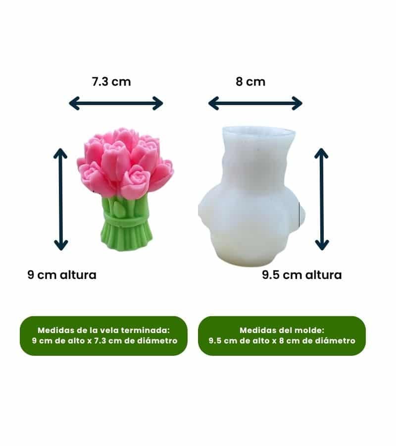 Molde De Silicona - Ramo de Tulipanes - Velas e Insumos León